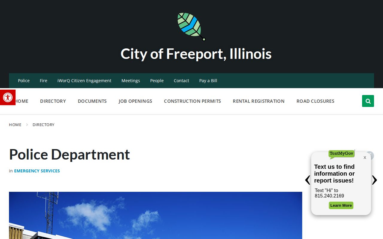 Freeport Police Department records page for Stephenson County arrest records
