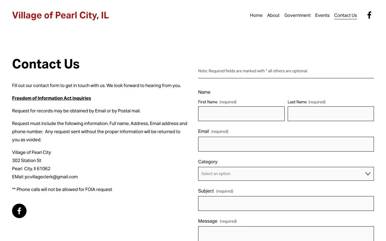 Pearl City Village records contact page for Stephenson County arrest records