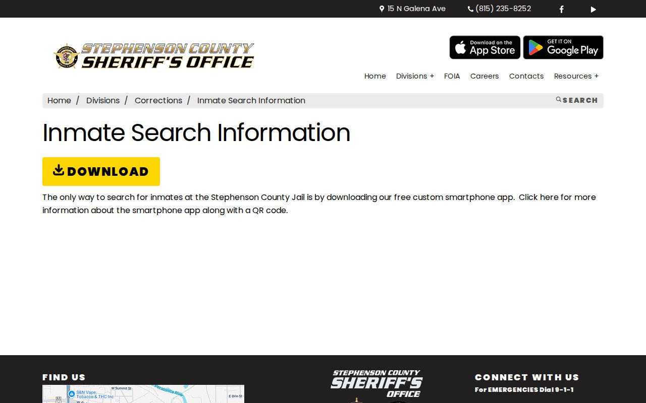 Stephenson County Sheriff inmate search information